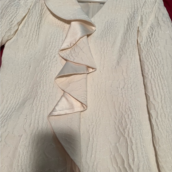 Elegant Cream Textured Blouse with Ruffle Detail - Picture 1 of 10